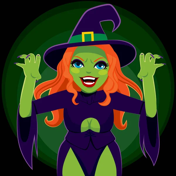 Жуткая зелёная ведьма — стоковый вектор