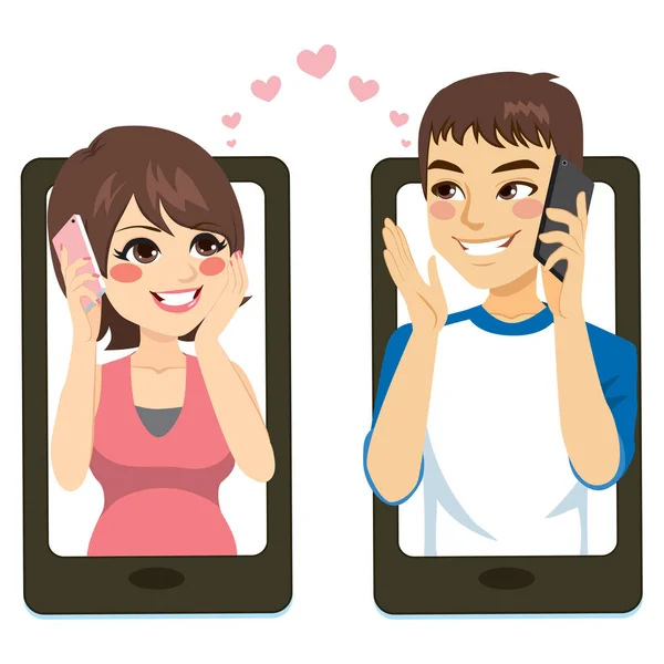 Smartphone Couple Amour — Image vectorielle