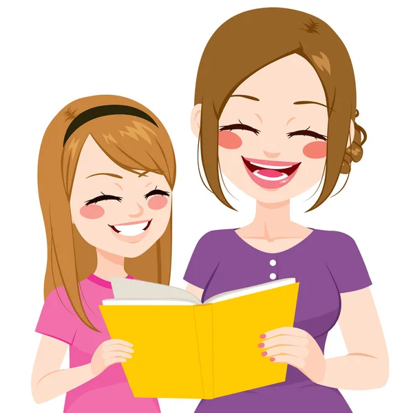 Madre hija leyendo — Vector de stock