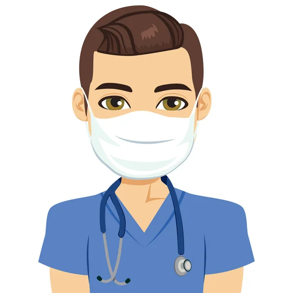 Masker verpleegkundige mannelijk — Stockvector
