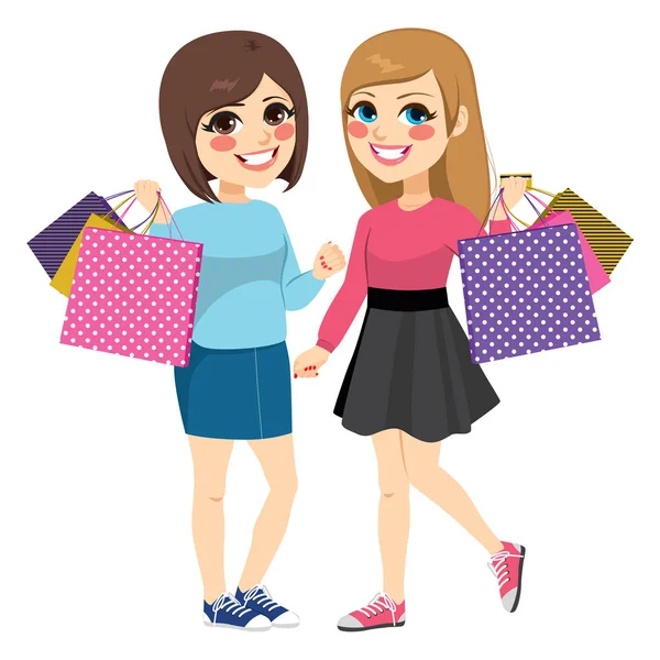 Beste Freunde einkaufen — Stockvektor