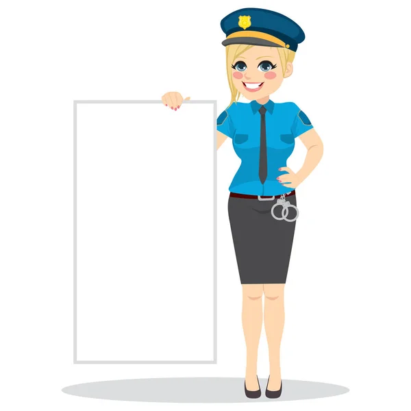 Policja kobieta Holding blank Board — Wektor stockowy