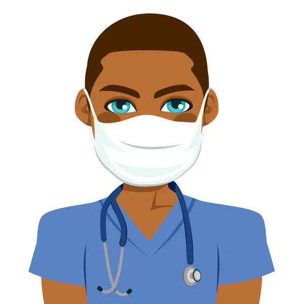 Enfermera masculina negra — Vector de stock