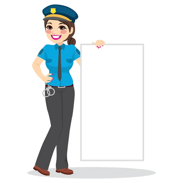 Femme de police tenant la bannière blanche — Image vectorielle
