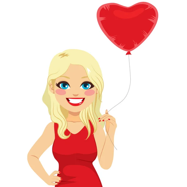 Blonde Woman Heart Balloon — Stock Vector