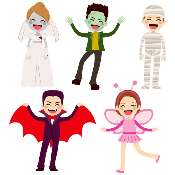 Disfraces de Halloween para niños — Vector de stock