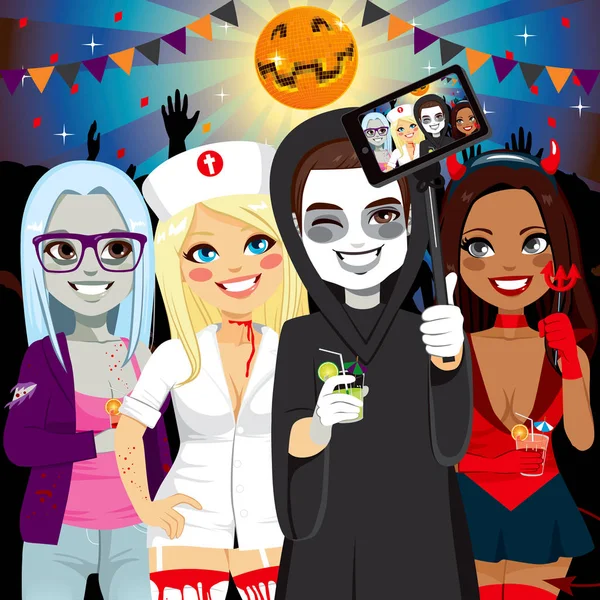 Halloween Fête des adultes Selfie — Image vectorielle