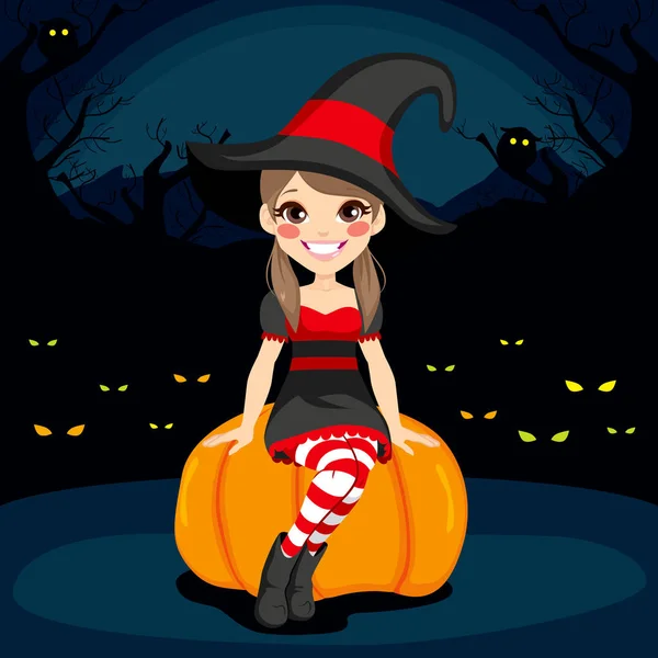 Noc Halloween czarownica — Wektor stockowy