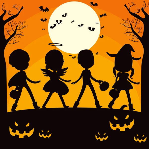 Silueta de Halloween para niños — Archivo Imágenes Vectoriales