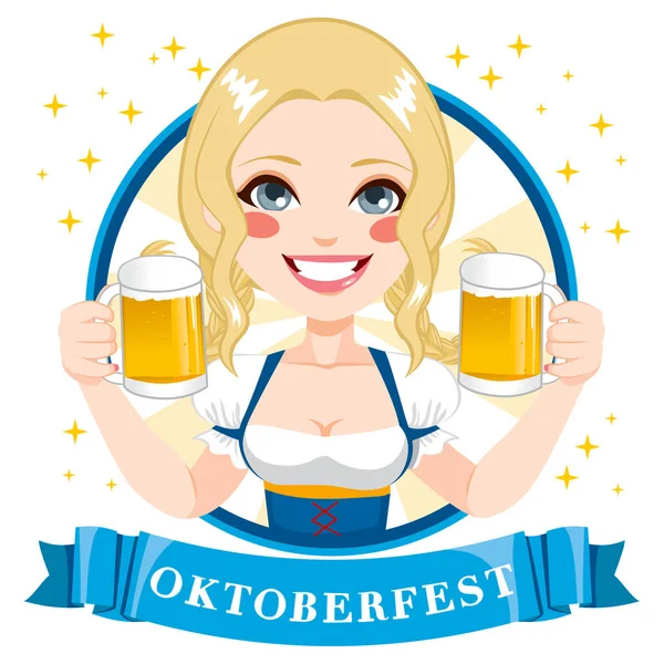 Oktoberfest-Kellnerin — Stockvektor