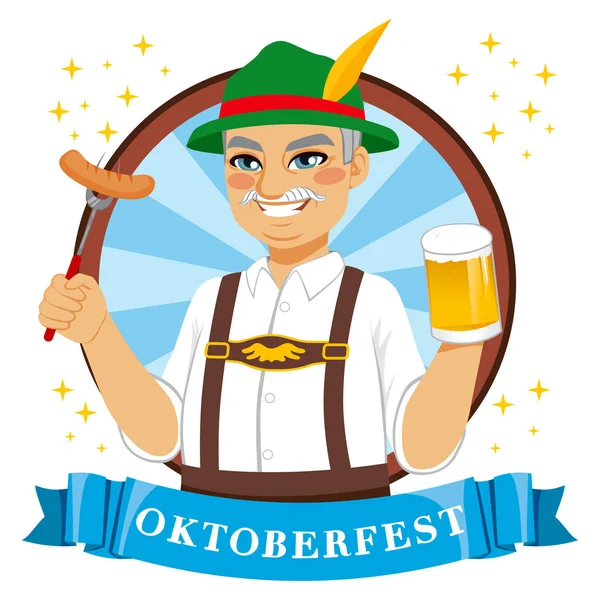 Oktoberfest Beer Man — Stock Vector