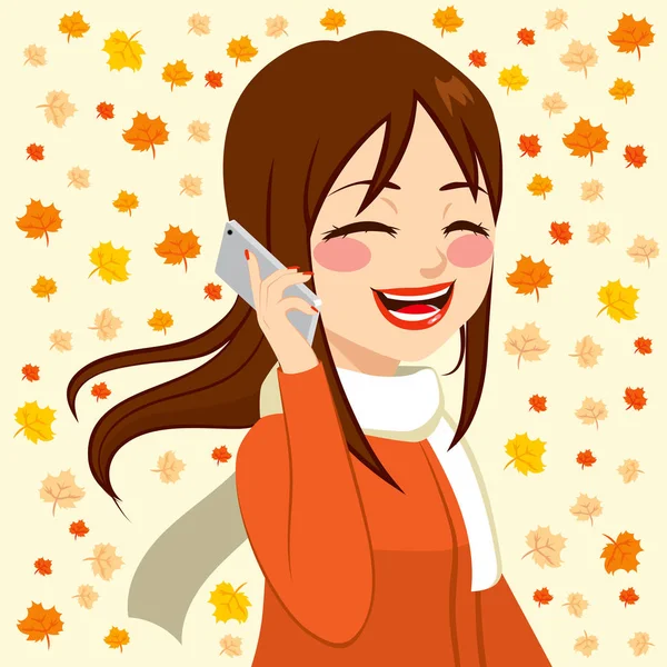 Autumn Smartphone Girl — Stock Vector