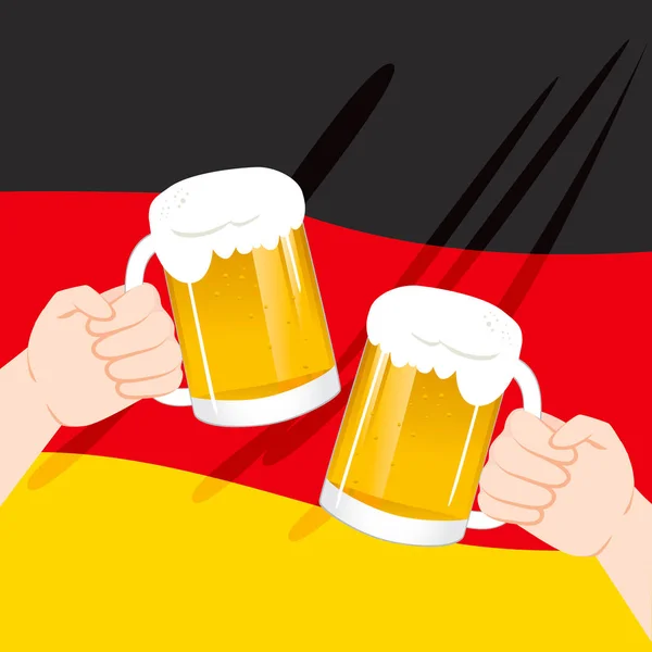Duitse mok handen toasting — Stockvector