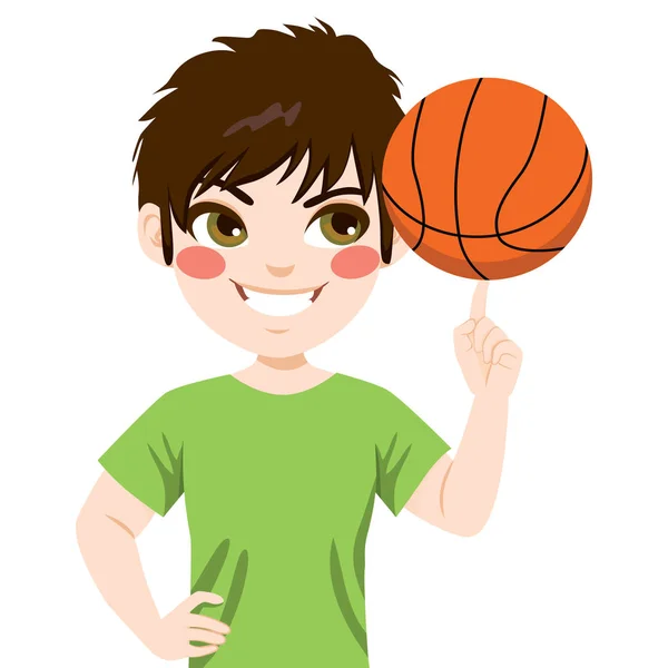 Basketball spinning Boy — Stock Vector