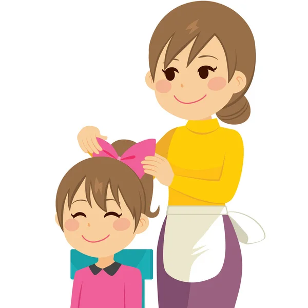 Madre peinando el cabello — Vector de stock