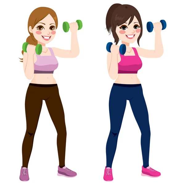 Fitness Dumbbell vrouwen — Stockvector