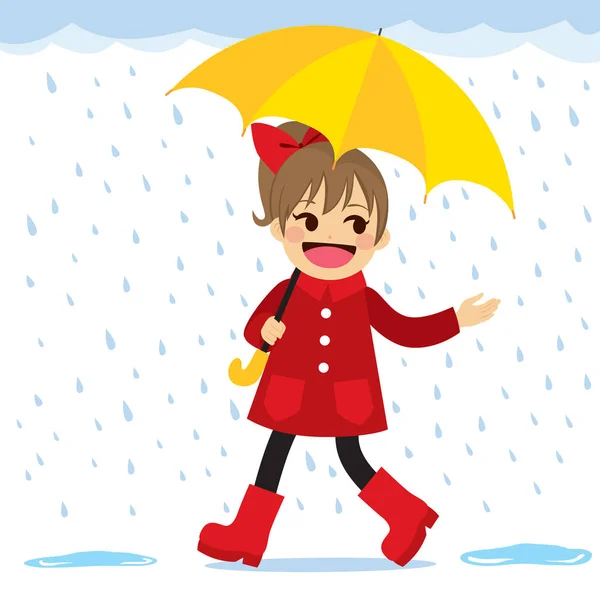 Girl Raining Spring — Stock Vector