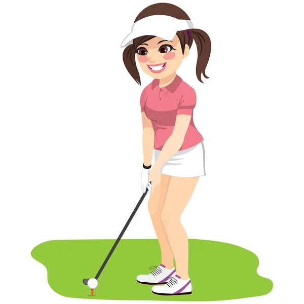 Golf Woman Player Preparing Shot — Stock Vector