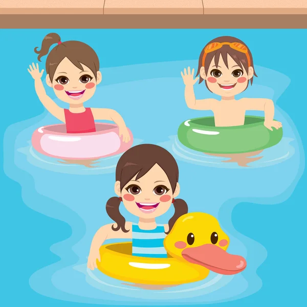 Niños natación inflable — Vector de stock