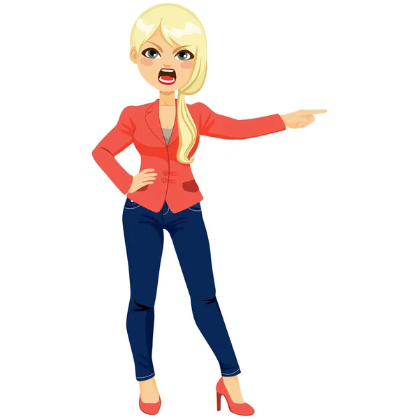 Businesswoman Angry Pointing — Stock Vector
