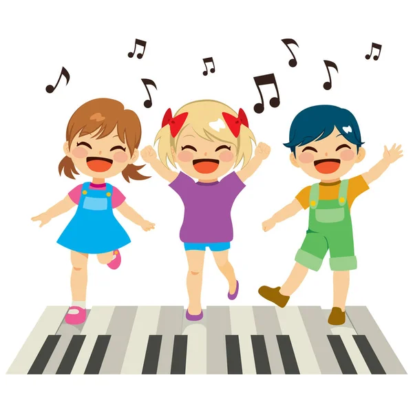 Niños tocando el piano — Vector de stock