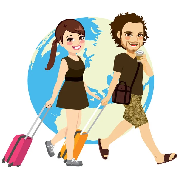 Paar auf Reisen — Stockvektor