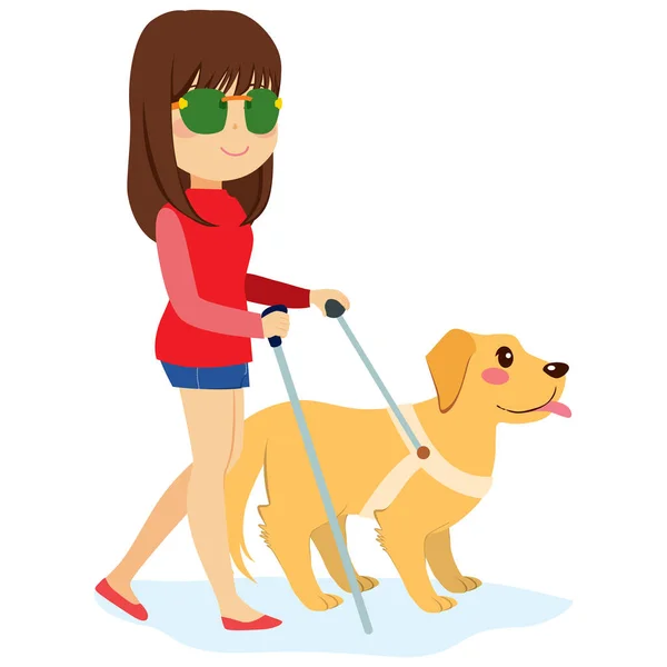 Ślepy kobieta z psem — Wektor stockowy