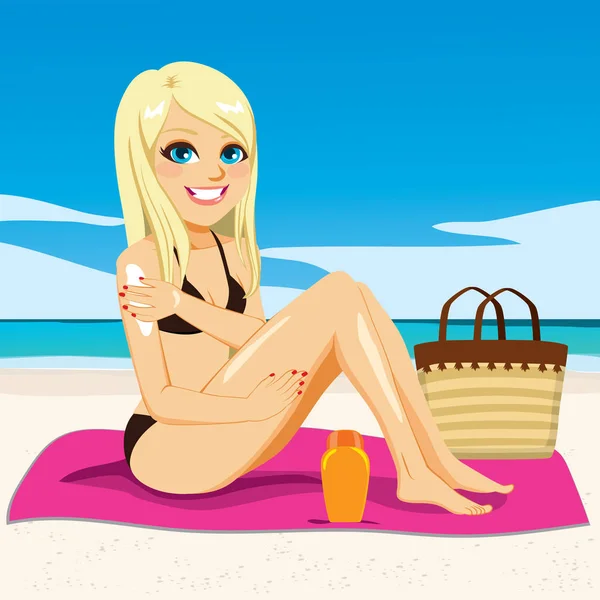 Beach opalanie Blondynka — Wektor stockowy