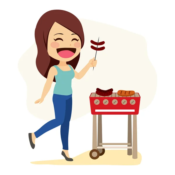 Barbecue vrouw — Stockvector