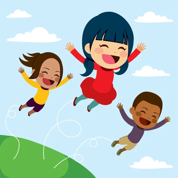 Niños Volando — Vector de stock