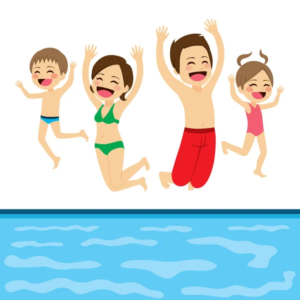 Jumping családi Pool — Stock Vector