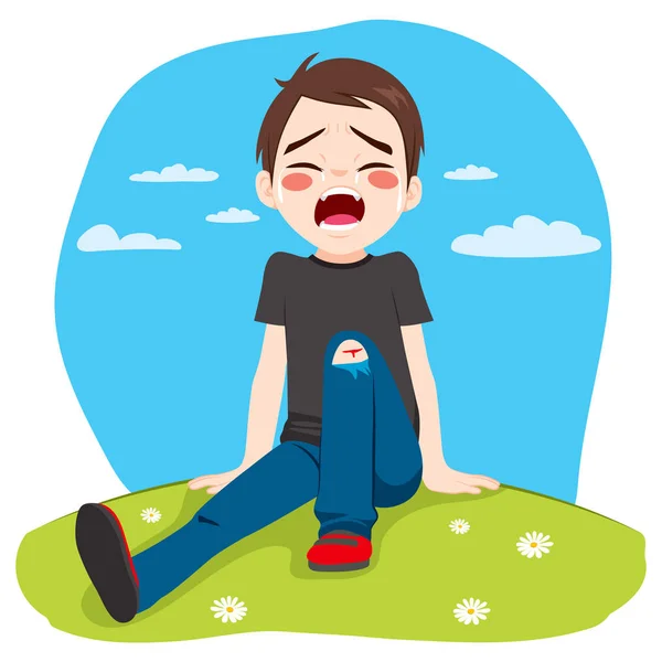 Boy Crying Hurt — Stock Vector