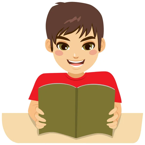 Boy Reading Book — Stock Vector