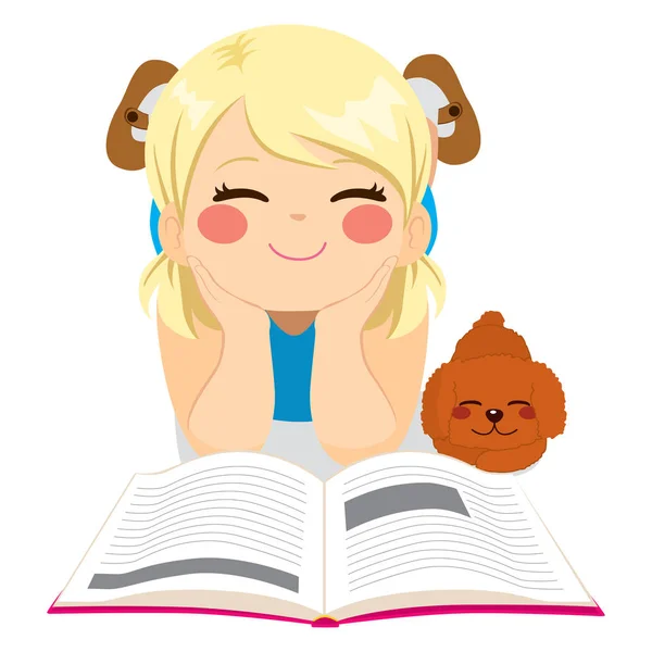 甘い女の子の読書 — ストックベクタ