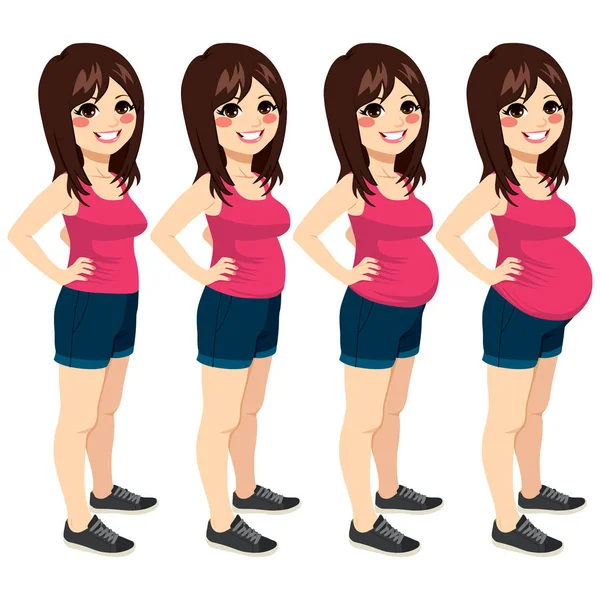 Kvinna graviditet stadier — Stock vektor