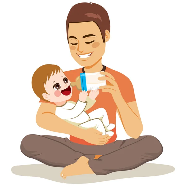 Padre alimentación bebé — Archivo Imágenes Vectoriales