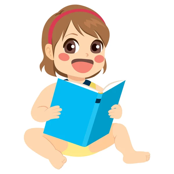 Baby Girl Reading — Stock Vector