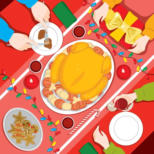 Noel aile yemeği — Stok Vektör
