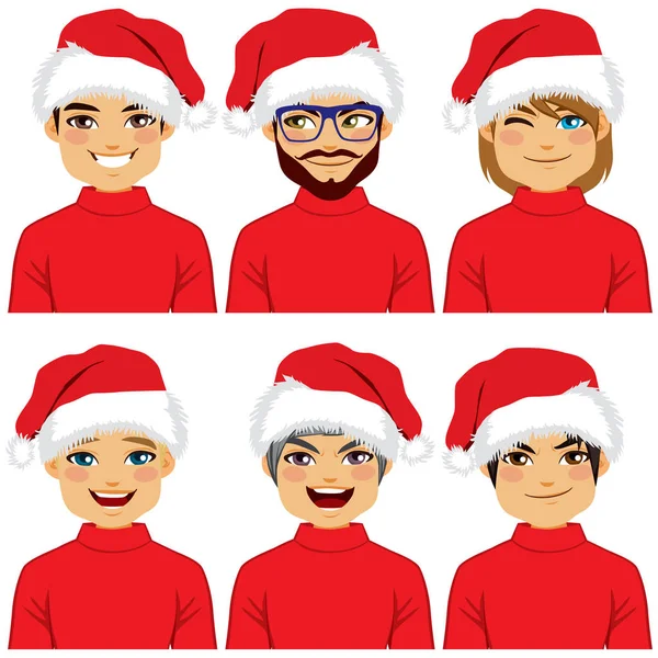 Mężczyźni avatar Święty Mikołaj kapelusz — Wektor stockowy