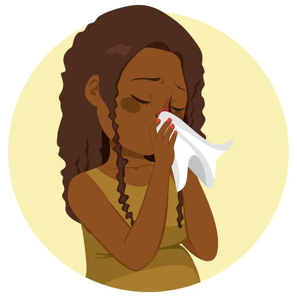 Gripal grávida mulher soprando nariz — Vetor de Stock