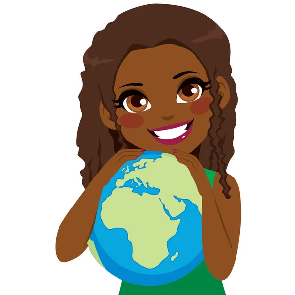 African Girl Loving Earth — Stock Vector