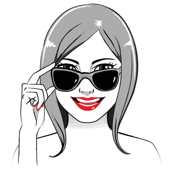 Óculos de sol Mulher sorrindo —  Vetores de Stock