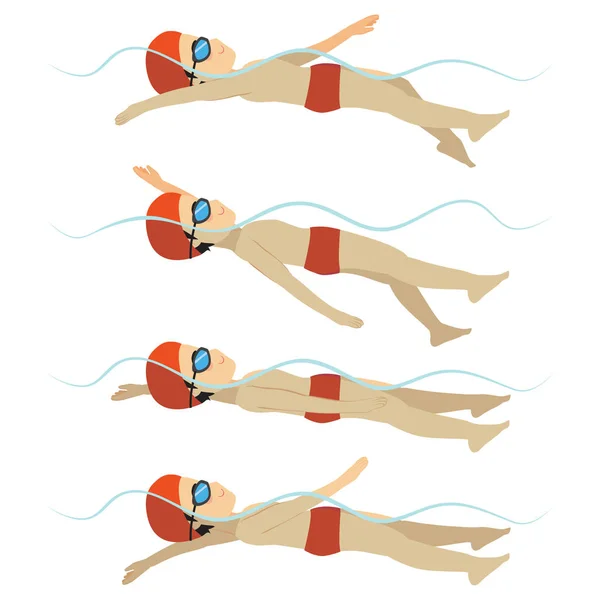 Yüzme Civarı Sırtüstü Stili — Stok Vektör