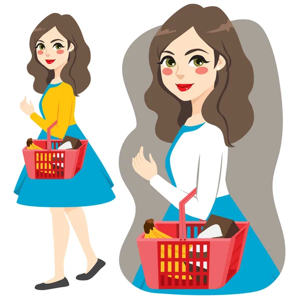 Compras mercado chica — Vector de stock