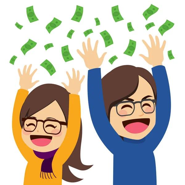 Pareja de dinero feliz — Vector de stock