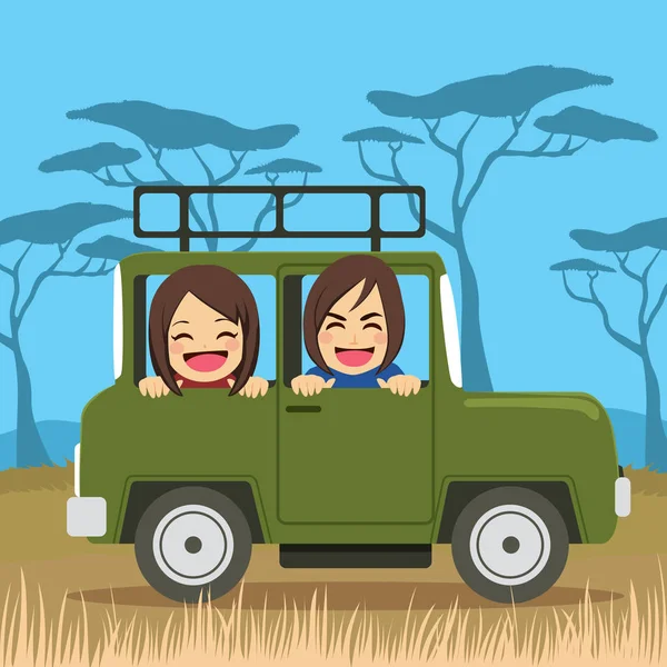 Safari Seyahat Çift — Stok Vektör