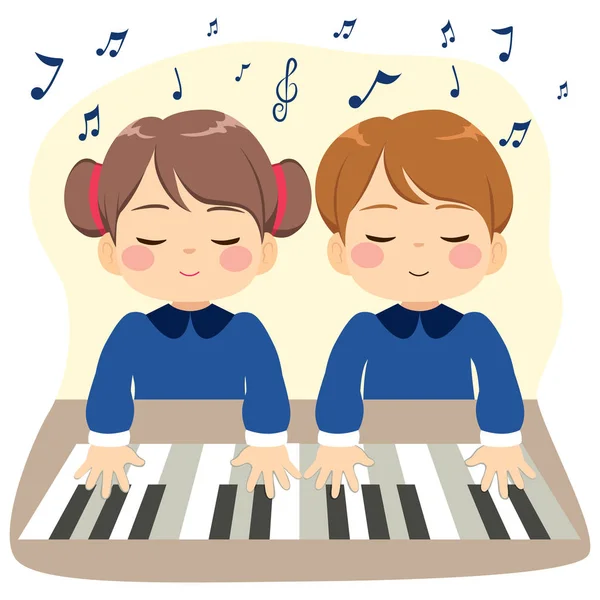 Piyano Çalan Çocuklar — Stok Vektör