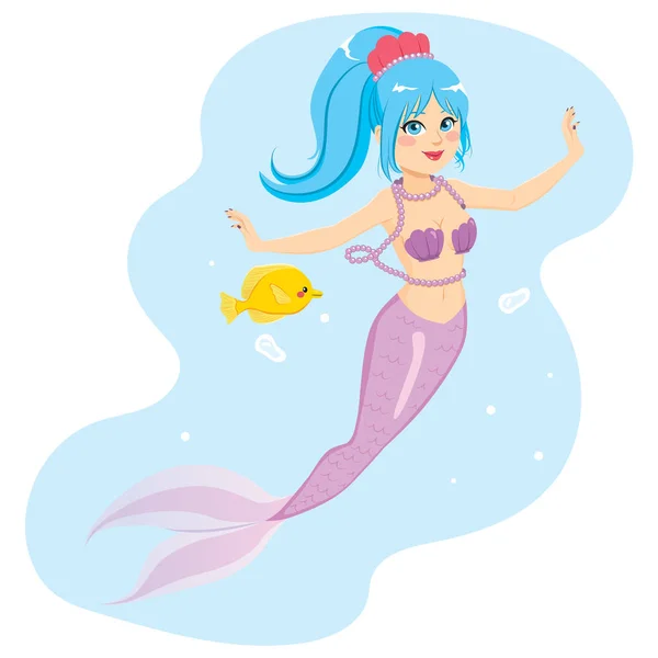Mermaid And Fish — Stock Vector