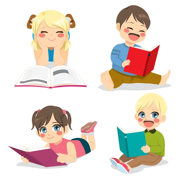 Little Children Reading — Stock Vector