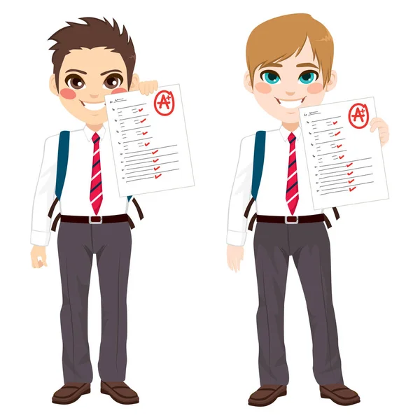 Boy Grades Tests — Stock Vector